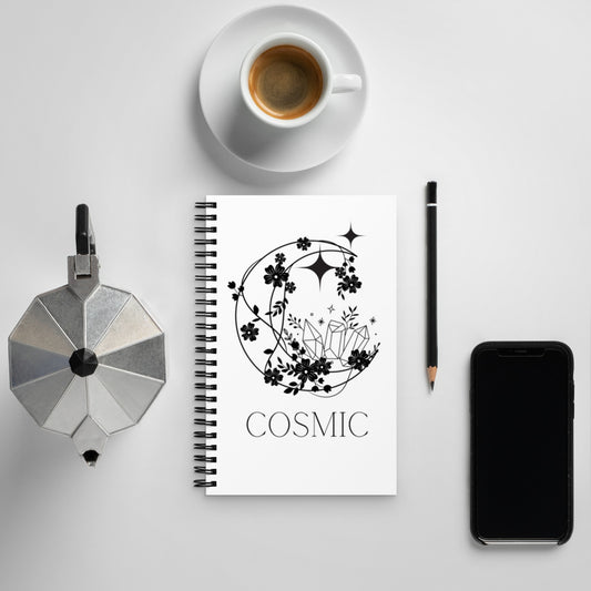 Cosmic Crystal Moon Spiral Notebook