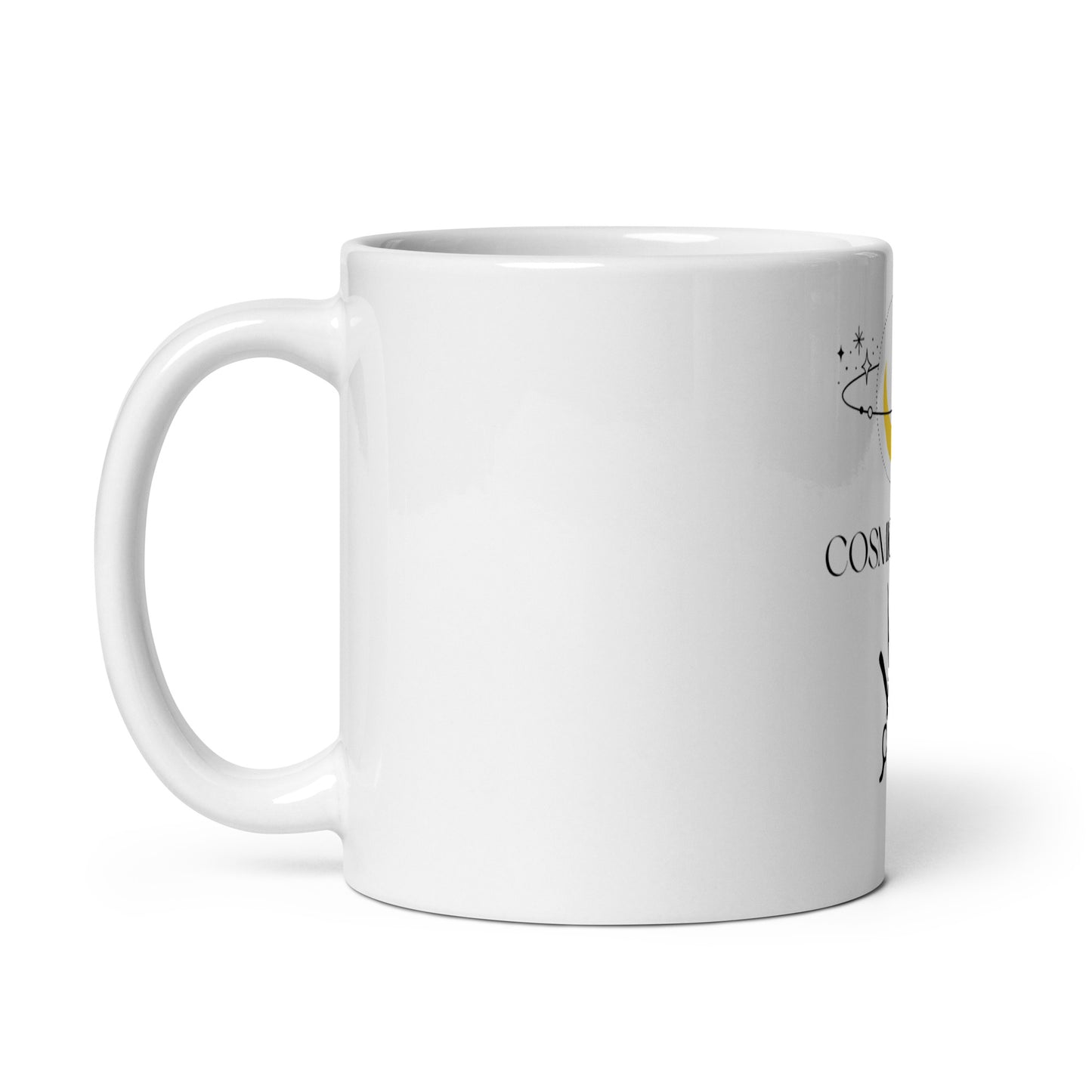 Cosmic Fades Logo White Glossy Mug
