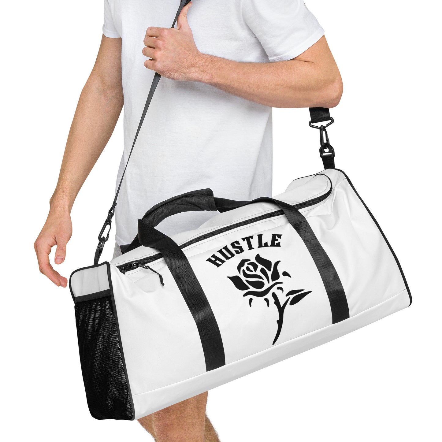 Hustle Rose White Duffle bag